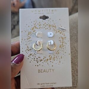 Unwritten 14k Gold Plated Hoop Earrings New
